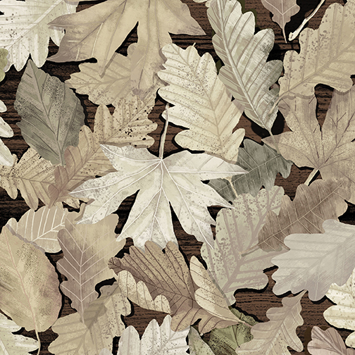 Foliage themed fabric design with earth tones