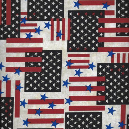 Americana flag pattern fabric for traditional quilts